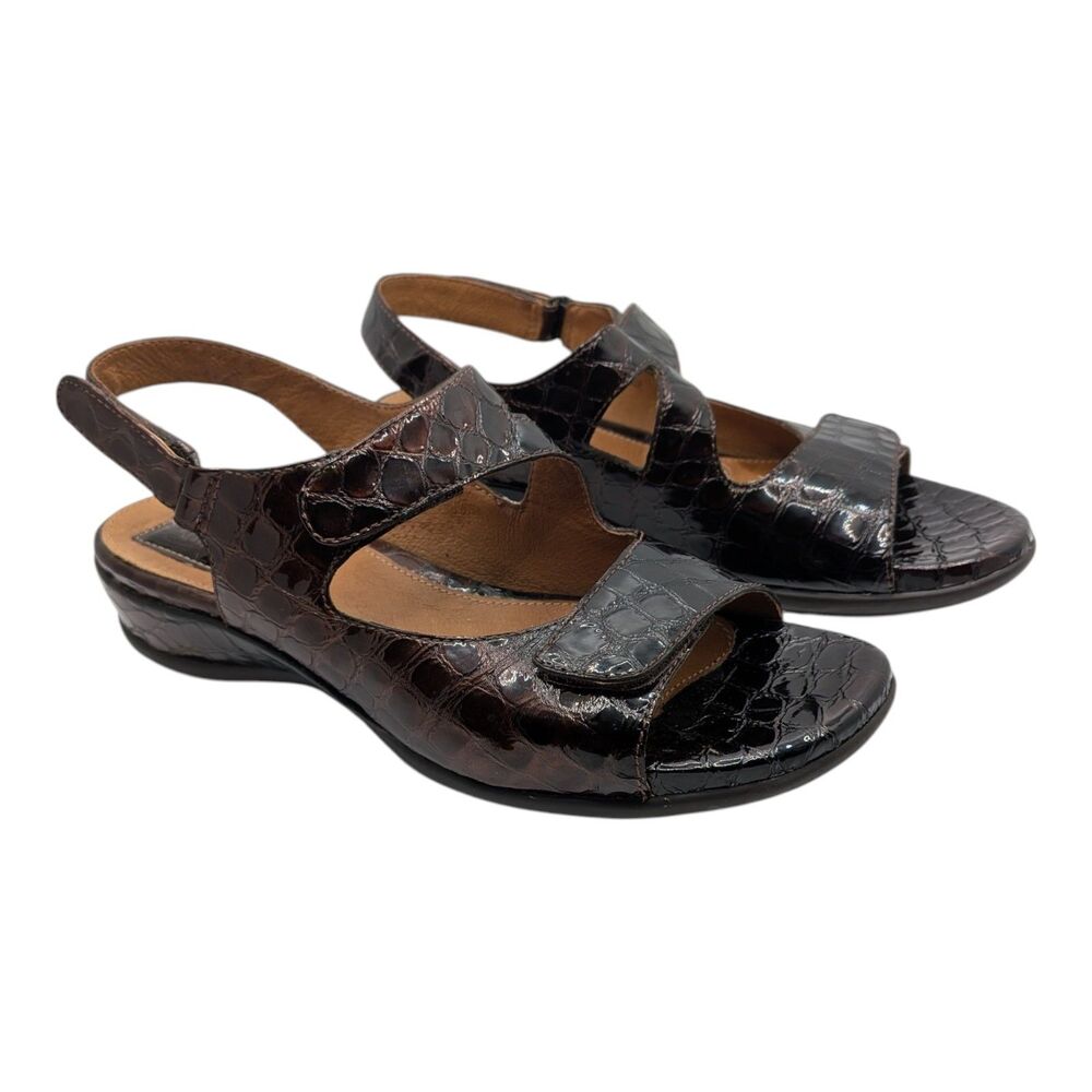 Clarks Artisan Sandals Women's 9N Sarasota Shoes Brown Leather Slingback Comfy